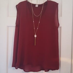Wine Red Flowing Tank Top
